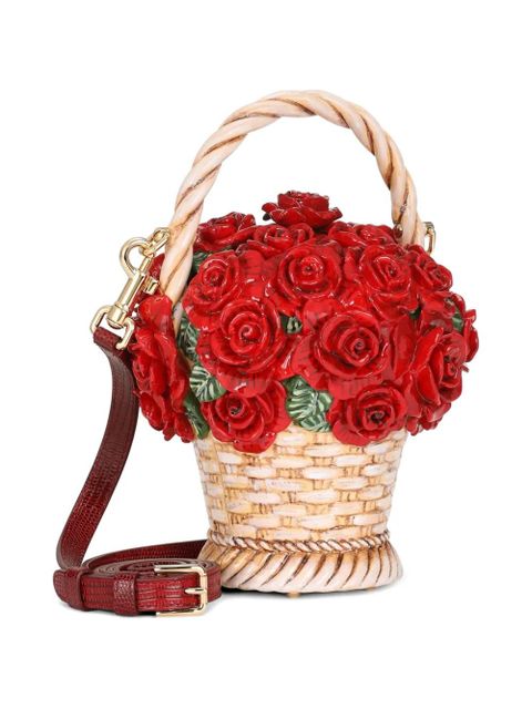 Dolce & Gabbana roses basket tote bag - Red
