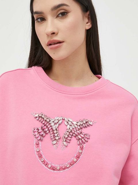 Pinko bluza bawełniana damska kolor różowy z aplikacją - zdjęcie produktu nr 1