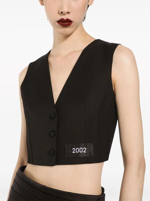 Dolce & Gabbana number-patch tailored cropped vest - Black