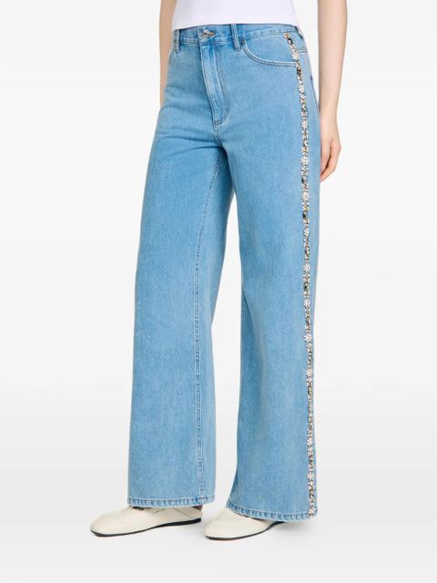 SANDRO rhinestone wide-leg jeans - Blue