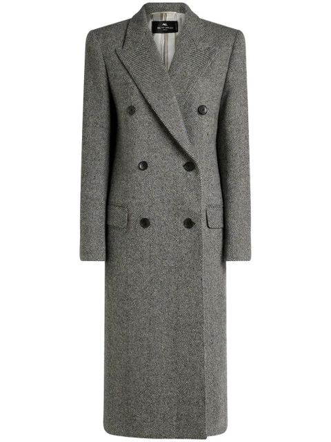 ETRO herringbone-pattern double-breasted coat - Black - zdjęcie produktu nr 1