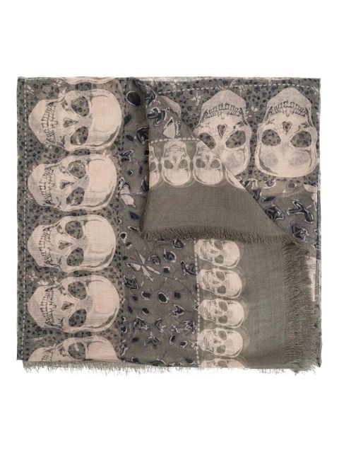 Zadig&Voltaire skull-print fringed scarf - Grey - zdjęcie produktu nr 1