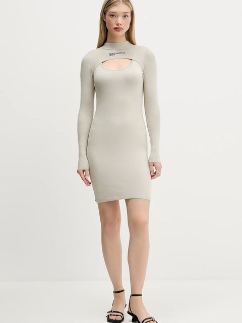 Karl Lagerfeld Jeans sukienka kolor beżowy mini dopasowana A4W13010 - zdjęcie produktu nr 2