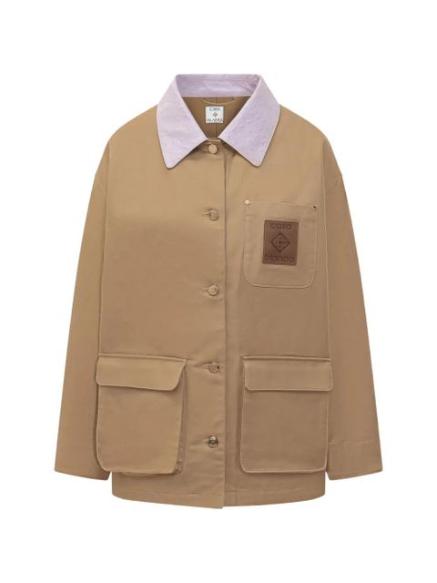 Casablanca leather-collar patch-pocket jacket - Neutrals - zdjęcie produktu nr 1