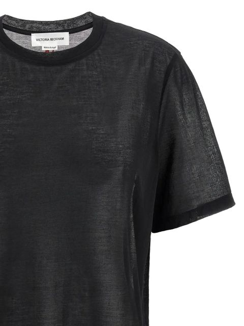 Victoria Beckham logo-embroidered T-shirt - Black