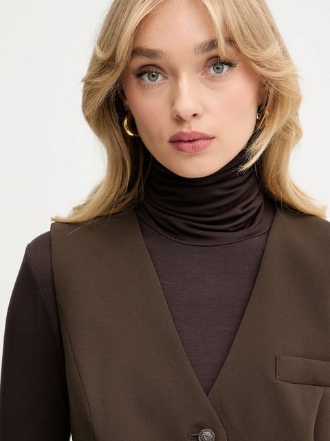 Guess kamizelka THEOLINE kolor brązowy jednorzędowa W5YH55 WGHC2