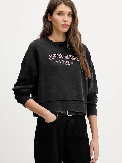 Guess Jeans bluza bawełniana damska kolor czarny z aplikacją W6RQ04 KCPR1 - zdjęcie produktu nr 1