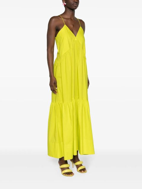 TWINSET ruched-detail poplin maxi dress - Green