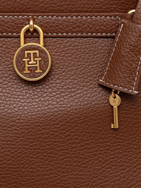 Tommy Hilfiger torebka skórzana kolor brązowy AW0AW17925