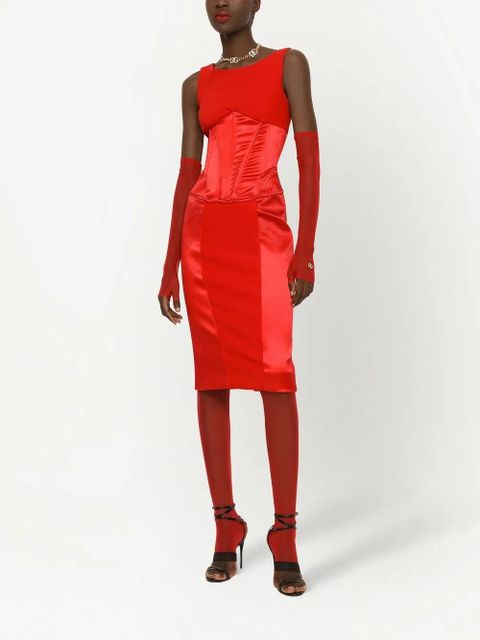 Dolce & Gabbana corset-detail satin midi dress - Red
