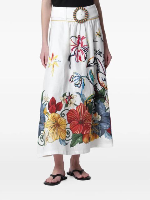 FARM Rio belted floral-print maxi skirt - White - zdjęcie produktu nr 1