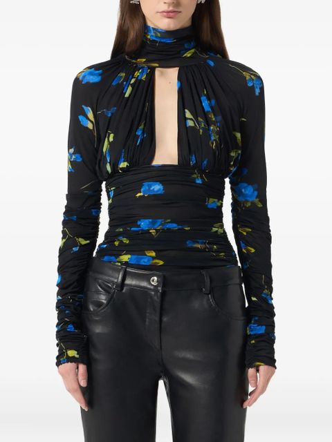 Blumarine floral-print ruched bodysuit - Blue