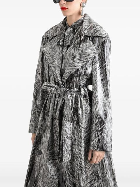 Dolce & Gabbana fur-print trench coat - Grey