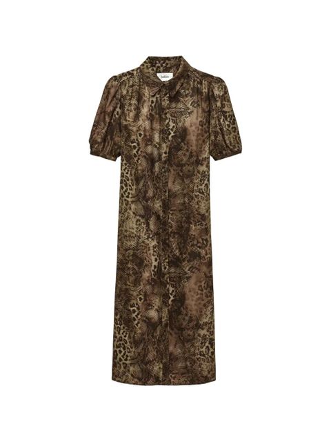 Ba&Sh Corma puff-sleeve midi dress - Brown - zdjęcie produktu nr 1