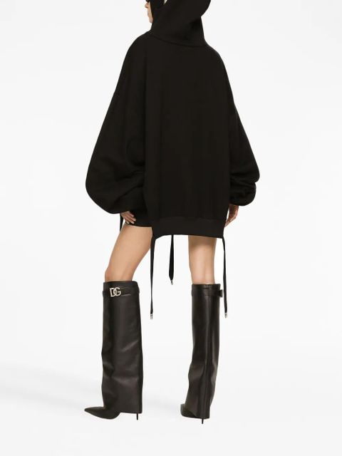 Dolce & Gabbana logo-plaque oversized jersey hoodie - Black