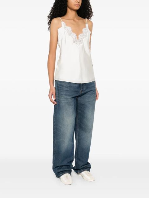 Róhe lace V-neck top - Neutrals