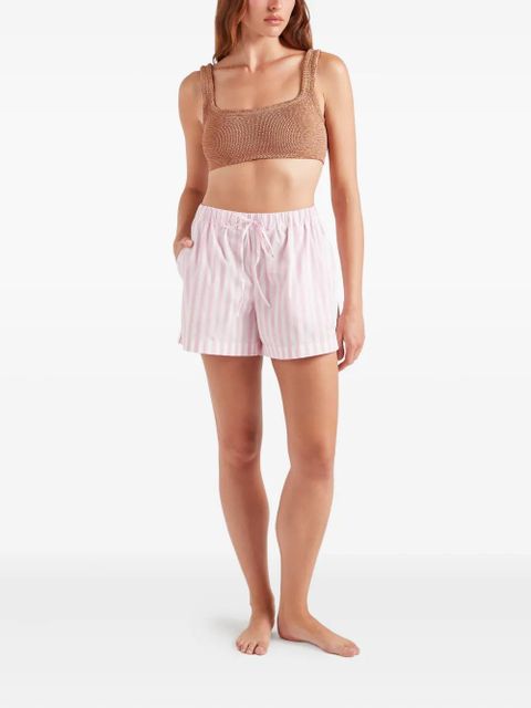 Hunza G striped-pattern logo-embroidery shorts - Pink - zdjęcie produktu nr 1