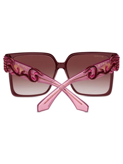 ETRO blossom-embellished square-frame sunglasses - Red