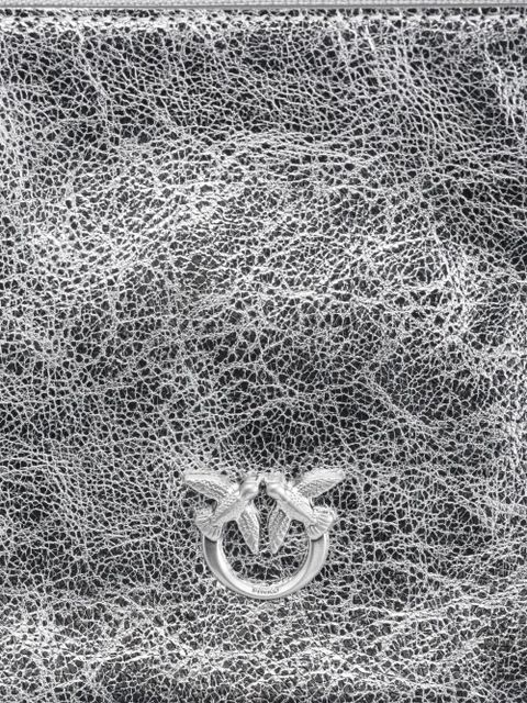 PINKO Horizontal Flat leather tote bag - Silver