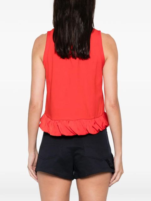 SANDRO ruffled crew neck top - Red