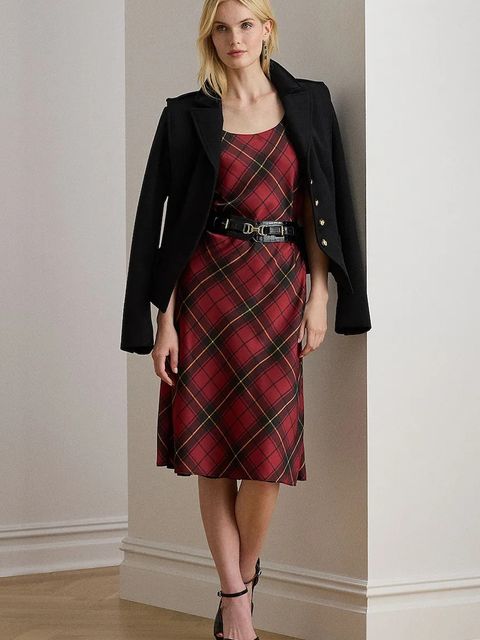 Lauren Ralph Lauren sukienka kolor czerwony midi rozkloszowana 200979919 - zdjęcie produktu nr 1