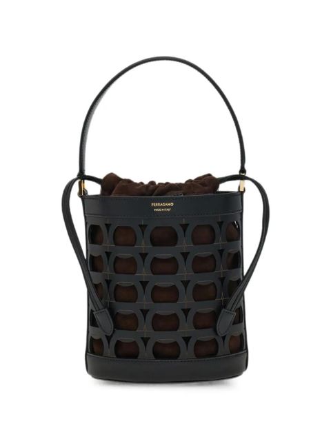 Ferragamo Gancini laser-cut bucket bag - Black - zdjęcie produktu nr 1