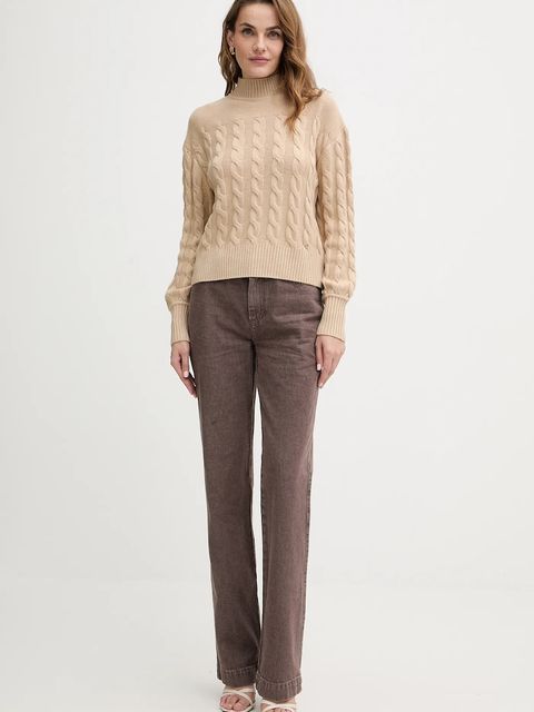 Guess sweter z dodatkiem wełny ELSA damski kolor beżowy z golfem W5BR30 Z1192