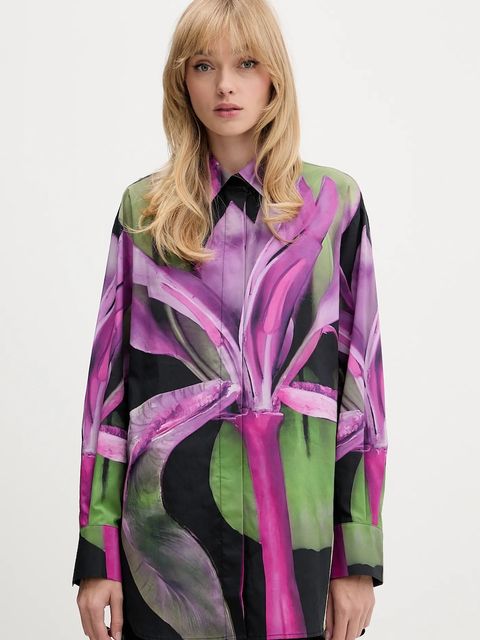 Desigual koszula ORQUIDEA damska kolor zielony relaxed z kołnierzykiem klasycznym 25WWCW20 - zdjęcie produktu nr 1