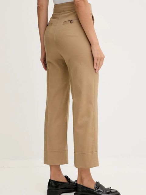 United Colors of Benetton spodnie damskie kolor beżowy proste high waist 4SJCDF07J