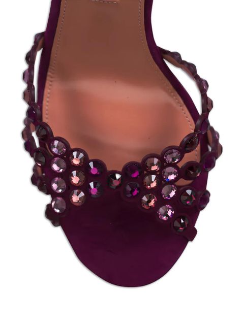 Aquazzura 90mm embellished scalloped-edges heeled sandals - Red