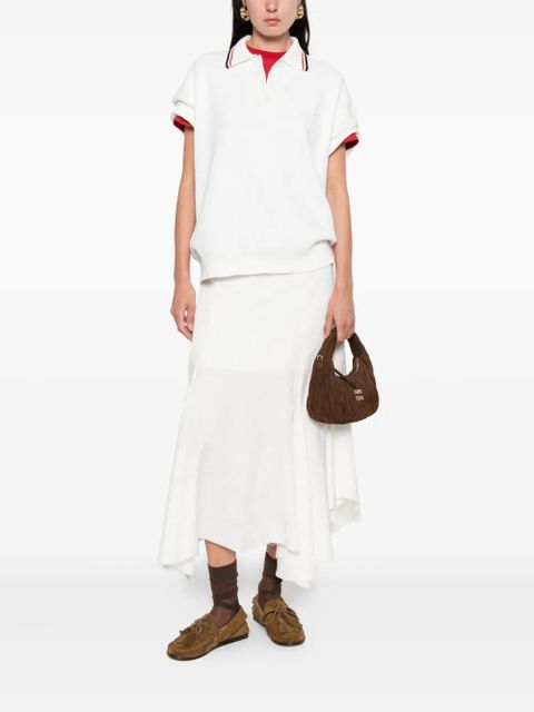 Miu Miu striped-trim polo shirt - White