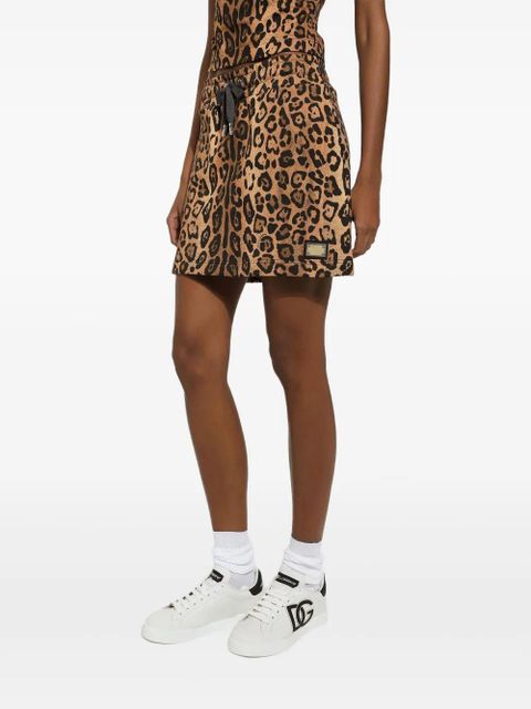 Dolce & Gabbana leopard-print drawstring mini skirt - Brown