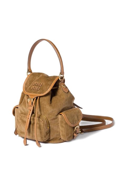 Miu Miu medium corduroy cotton backpack - Brown