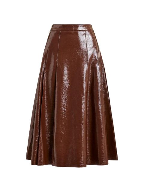 Essentiel Antwerp Jib plated A-line midi skirt - Brown - zdjęcie produktu nr 1