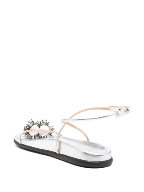 Ancient Greek Sandals bead-embellished ankle-strap sandals - Silver