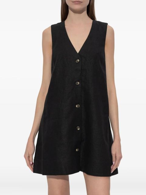Posse Nancy button-up sleeveless mini dress - Black