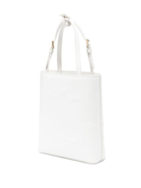 Prada floral-embossed leather tote bag - White