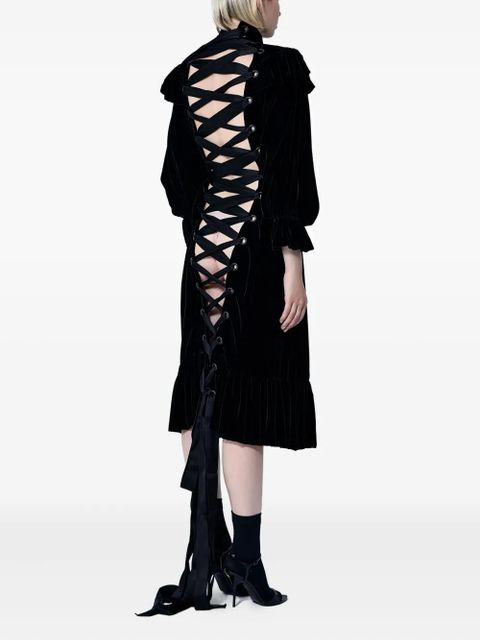 Balenciaga ruffled lace-up midi dress - Black