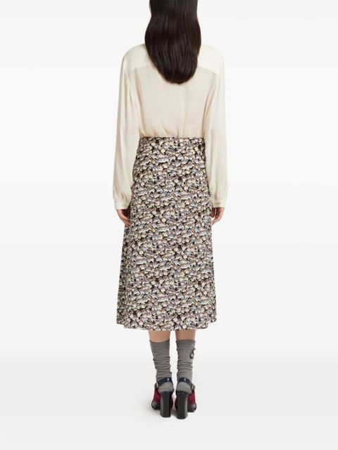 Marni floral-pattern midi skirt - Black