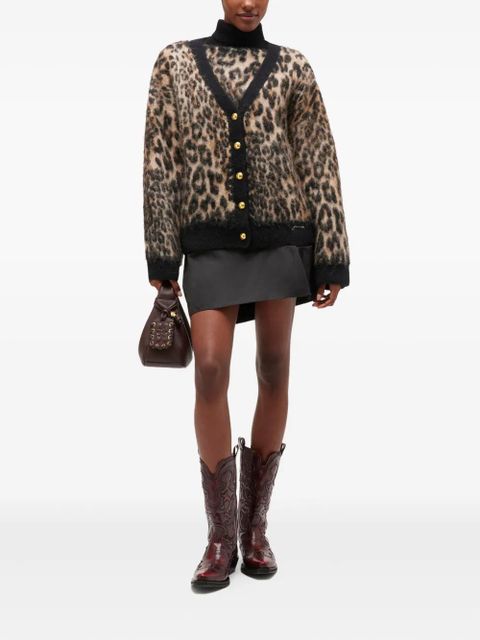 GANNI leopard-print button cardigan - Neutrals