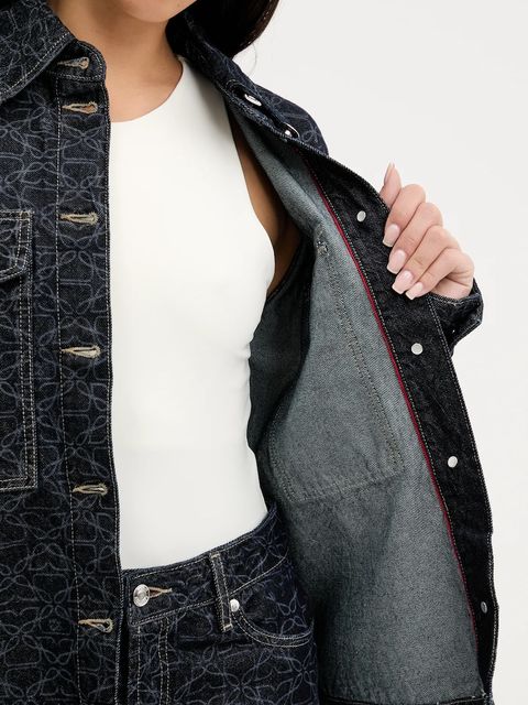 HUGO kurtka jeansowa kolor granatowy przejściowa 50541531