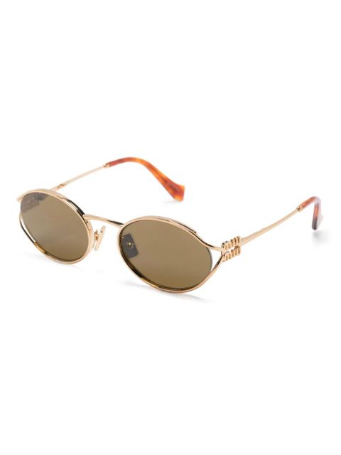Miu Miu Eyewear Logo round-frame sunglasses - Gold - zdjęcie produktu nr 2