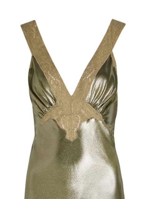 Saint Laurent lace V-neck maxi dress - Green - zdjęcie produktu nr 2