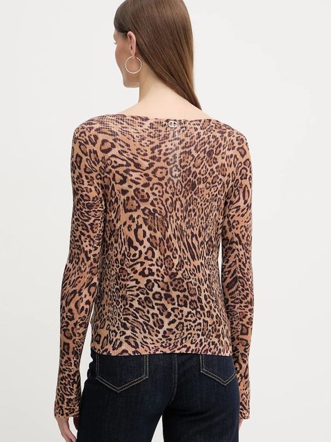 Twinset sweter wełniany damski kolor brązowy lekki 252TP3600