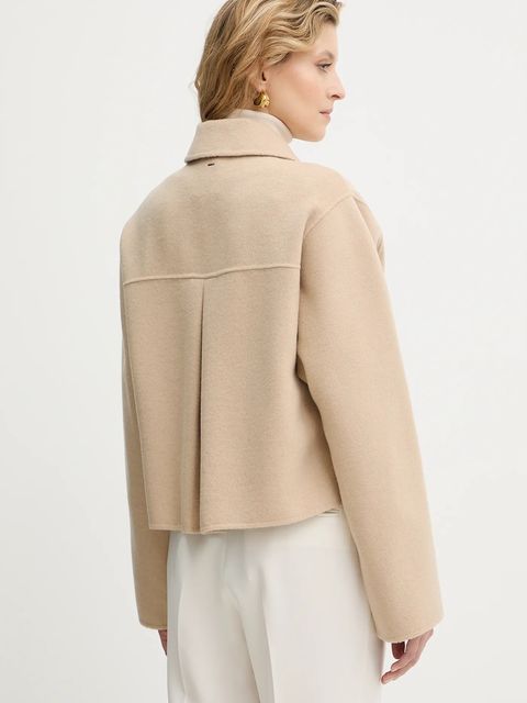 BOSS płaszcz wełniany damski kolor beżowy przejściowy 50543170 - zdjęcie produktu nr 2