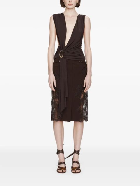 Christopher Esber stone-pin scarf draped blouse - Brown - zdjęcie produktu nr 1