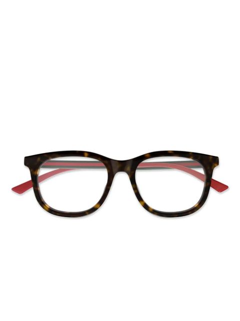 Gucci Eyewear striped roung-frame glasses - Brown - zdjęcie produktu nr 1