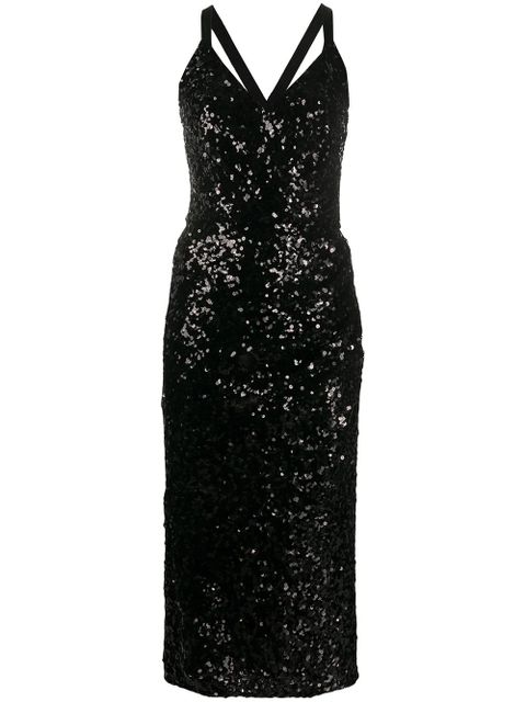 Dolce & Gabbana sequinned V-neck midi dress - Black - zdjęcie produktu nr 1