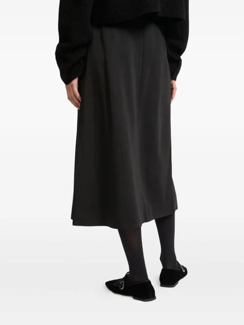 Yves Salomon feather-trimmed satin skirt - Black