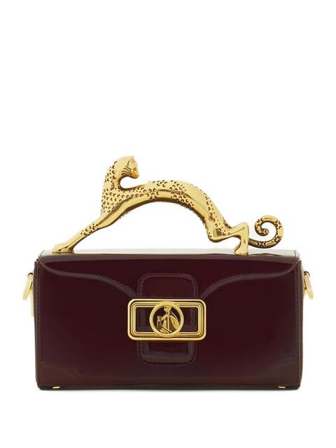 Lanvin Pencil leopard-embellished patent-leather mini bag - Red - zdjęcie produktu nr 1